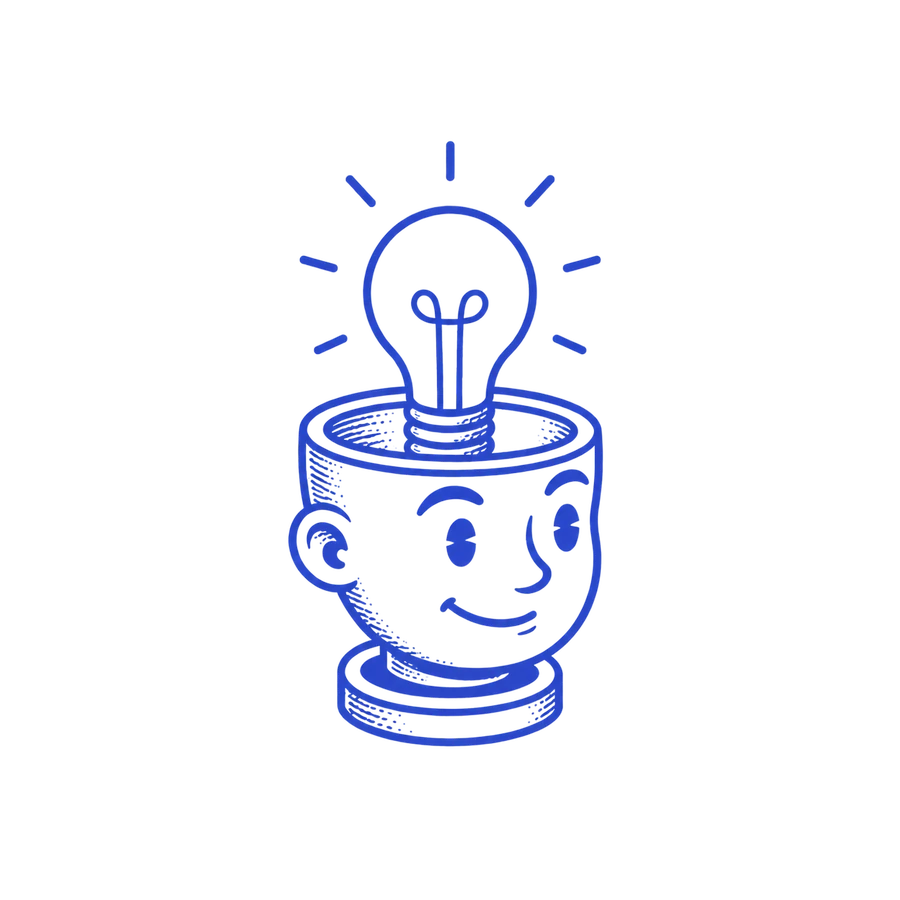 Illustration of a glowing lightbulb inside a head, representing understanding how the operation runs