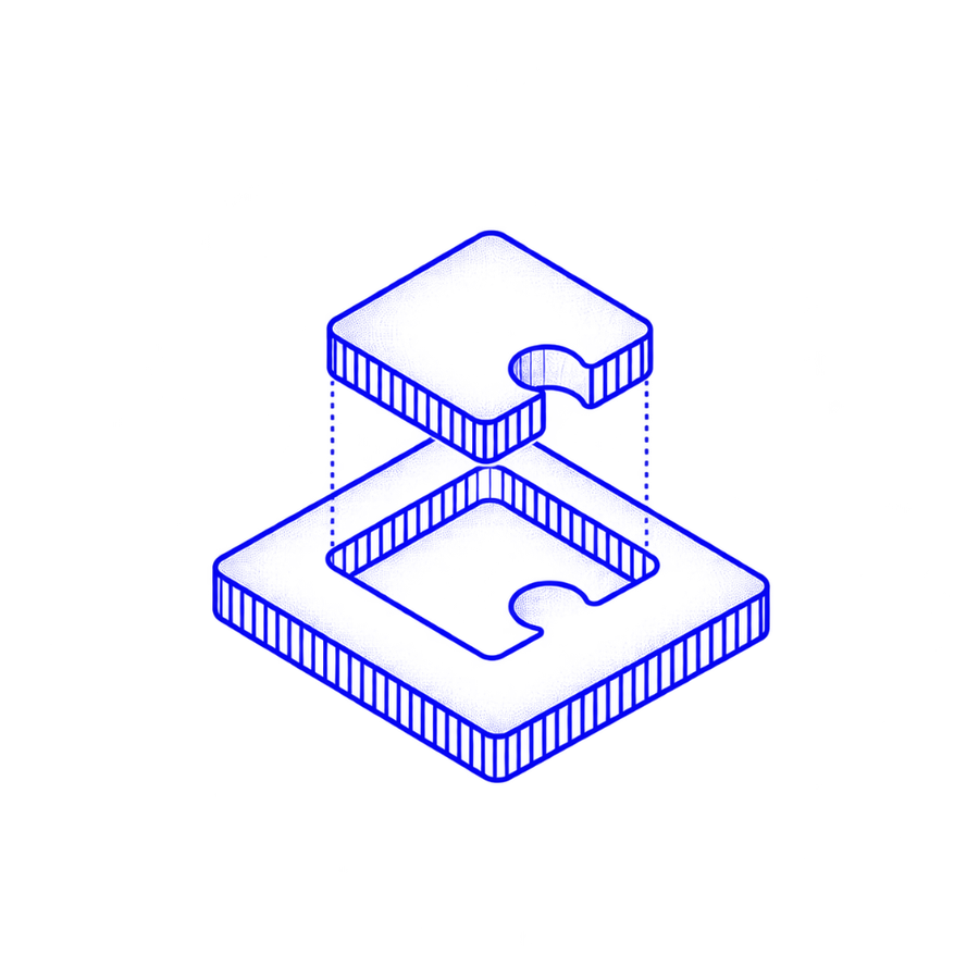 Isometric illustration of a bespoke understanding layer built for your business
